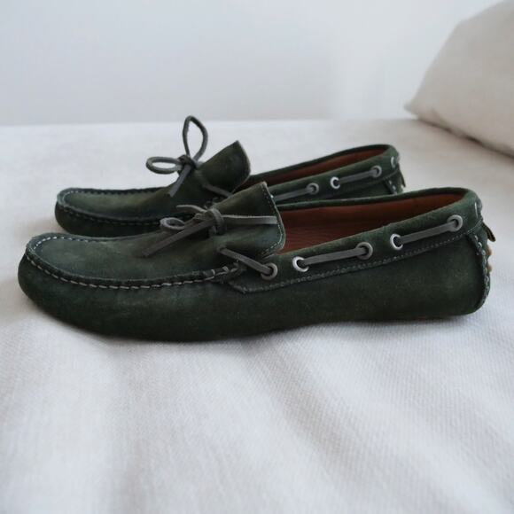 65 Johnnie-O Men’s Get-away driver  olive green suede driving moccasin slip-on - Picture 5 of 9